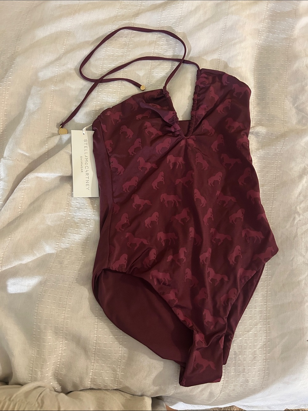 Stella McCartney Maroon Horse-Print One-Piece
